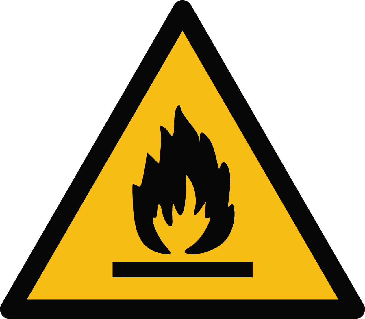 yellow triangle with flame